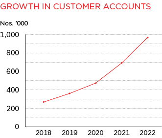 Line Graph of Growth in Customer Accounts