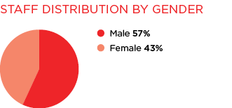 Pie Chart of Staff Distribution by Gender